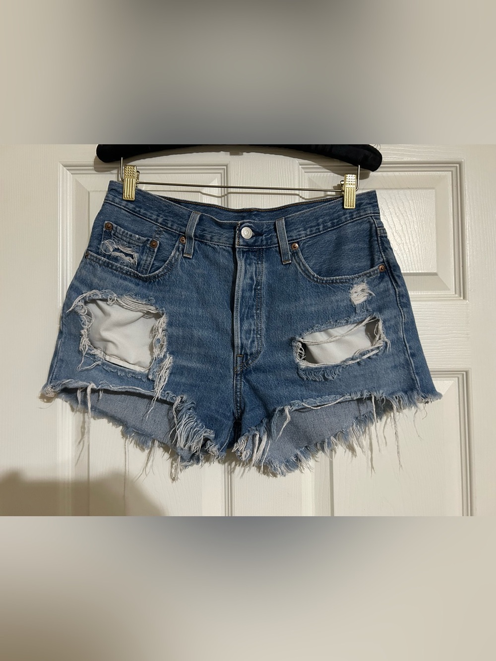 Levi's Distressed Denim Jean Shorts Blue coastal Cowgirl Western 29
